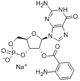 Molecular Structure of 142702-30-5 (GUANOSINE 3',5'-CYCLIC MONOPHOSPHATE, 2'-O-ANTHRANILOYL-, SODIUM SALT)