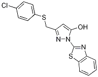 Molecular Structure of 355115-25-2 (1-(1,3-benzothiazol-2-yl)-3-{[(4-chlorophenyl)thio]methyl}-1H-pyrazol-5-ol)