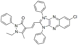 1,3-Diphenyl-2-[2-(1-ethyl-2-phenyl-3-oxo-5-methyl-2,3-dihydro-1H-pyrazole-4-yl)ethenyl]-6-chloro-1H-imidazo[4,5-b]quinoxaline-3-ium
