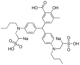 Molecular Structure of 10142-91-3 (2-Hydroxy-5-[bis[4-[N-butyl-N-(2-sodiosulfoethyl)amino]phenyl]methyl]-3-methylbenzoic acid)