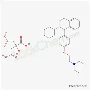 Molecular Structure of 13082-97-8 (2-[4-(2-cyclohexyl-1,2,3,4-tetrahydronaphthalen-1-yl)phenoxy]-N,N-diethylethanamine 2-hydroxypropane-1,2,3-tricarboxylate (1:1))