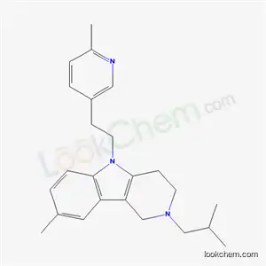 Molecular Structure of 20674-98-0 (2,3,4,5-Tetrahydro-2-isobutyl-8-methyl-5-[2-(6-methyl-3-pyridyl)ethyl]-1H-pyrido[4,3-b]indole)