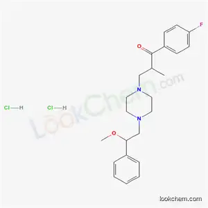 Molecular Structure of 21263-16-1 (1-(4-fluorophenyl)-3-[4-(2-methoxy-2-phenylethyl)piperazin-1-yl]-2-methylpropan-1-one dihydrochloride)