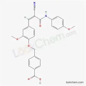 Molecular Structure of 5906-55-8 (4-[(4-{(1Z)-2-cyano-3-[(4-methoxyphenyl)amino]-3-oxoprop-1-en-1-yl}-2-methoxyphenoxy)methyl]benzoic acid)