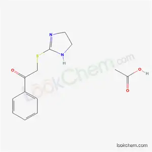 Molecular Structure of 6333-73-9 (2-(4,5-dihydro-1H-imidazol-2-ylsulfanyl)-1-phenylethanone acetate (1:1))