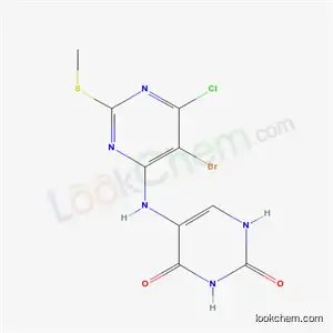 Molecular Structure of 7356-33-4 (5-{[5-bromo-6-chloro-2-(methylsulfanyl)pyrimidin-4-yl]amino}pyrimidine-2,4(1H,3H)-dione)