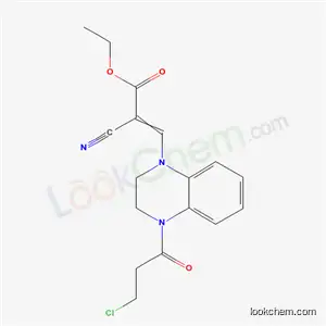 Molecular Structure of 6687-91-8 (ethyl 3-[4-(3-chloropropanoyl)-3,4-dihydroquinoxalin-1(2H)-yl]-2-cyanoprop-2-enoate)