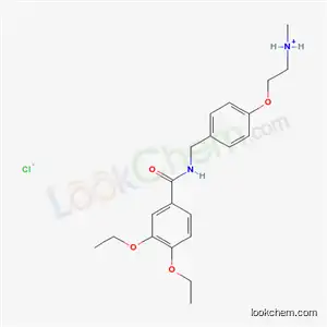 Molecular Structure of 19457-00-2 (2-(4-{[(3,4-diethoxybenzoyl)amino]methyl}phenoxy)-N-methylethanaminium chloride)
