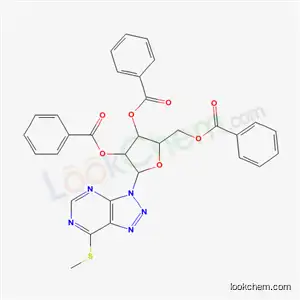 Molecular Structure of 53372-46-6 (7-(methylsulfanyl)-3-(2,3,5-tri-O-benzoylpentofuranosyl)-3H-[1,2,3]triazolo[4,5-d]pyrimidine)