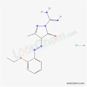 Molecular Structure of 85409-33-2 (4-[(2-ethoxyphenyl)azo]-4,5-dihydro-3-methyl-5-oxo-1H-pyrazole-1-carboxamidine monohydrochloride)