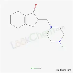 Molecular Structure of 88364-23-2 (2-(piperazin-1-ylmethyl)-2,3,4,5,6,7-hexahydro-1H-inden-1-one hydrochloride)