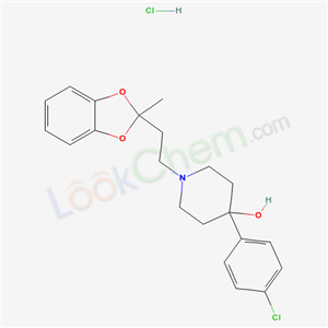 4-Piperidinol, 4-(p-chlorophenyl)-1-(2-(2-methyl-1,3-benzodioxol-2-yl)ethyl)-, hydrochloride cas  52502-60-0