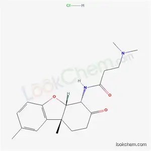 Molecular Structure of 58323-00-5 (N-[(4S,4aS,9bR)-8,9b-dimethyl-3-oxo-1,2,3,4,4a,9b-hexahydrodibenzo[b,d]furan-4-yl]-N~3~,N~3~-dimethyl-beta-alaninamide hydrochloride)