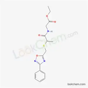 Molecular Structure of 61560-17-6 (ethyl N-(2-{[(3-phenyl-1,2,4-oxadiazol-5-yl)methyl]sulfanyl}propanoyl)glycinate)