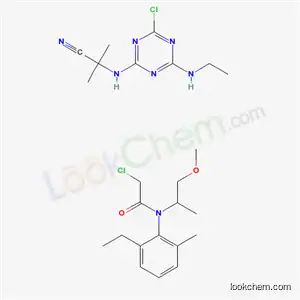 Molecular Structure of 67203-86-5 (2-chloro-N-(2-ethyl-6-methylphenyl)-N-(2-methoxy-1-methylethyl)acetamide - 2-{[4-chloro-6-(ethylamino)-1,3,5-triazin-2-yl]amino}-2-methylpropanenitrile (1:1))