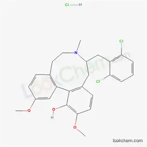 Molecular Structure of 79989-28-9 (5H-Dibenz(d,f)azonin-1-ol, 6,7,8,9-tetrahydro-6-((2,6-dichlorophenyl)m ethyl)-2,12-dimethoxy-7-methyl-, hydrochloride, (-)-)