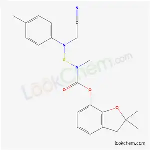 Molecular Structure of 82560-70-1 ((2,2-dimethyl-3H-benzofuran-7-yl) N-[cyanomethyl-(4-methylphenyl)amino ]sulfanyl-N-methyl-carbamate)