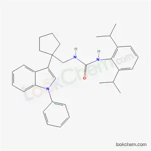 Molecular Structure of 145131-32-4 (N(sup 1)-(2,6-diisopropylphenyl)-N(sup 2)-(1-(1-phenyl-3-indolyl)cyclo pentylmethyl)urea)