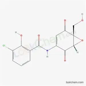 Molecular Structure of 175448-31-4 (3-chloro-2-hydroxy-N-[(1S,6R)-6-(hydroxymethyl)-2,5-dioxo-7-oxabicyclo[4.1.0]hept-3-en-3-yl]benzamide)