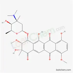 Molecular Structure of 199173-81-4 ((1R,2R,3R)-3,10,12-trihydroxy-2,7-dimethoxy-3-methyl-4,6,11-trioxo-1,2,3,4,6,11-hexahydrotetracen-1-yl 2,3,6-trideoxy-3-(dimethylamino)-3-methyl-alpha-L-lyxo-hexopyranoside)