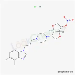 Molecular Structure of 134185-39-0 (1,4:3,6-dianhydro-2-deoxy-2-{4-[3-(4,5-dimethyl-1H-benzimidazol-1-yl)propyl]piperazin-1-yl}-5-O-nitro-L-iditol hydrochloride)