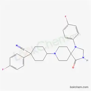 Molecular Structure of 80912-78-3 (cis-1-(4-fluorophenyl)-4-[1-(4-fluorophenyl)-4-oxo-1,3,8-triazaspiro[4.5]dec-8-yl]cyclohexanecarbonitrile)