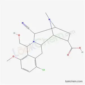 Molecular Structure of 118560-27-3 (1-chloro-7-cyano-5-(hydroxymethyl)-4-methoxy-13-methyl-5,7,8,9,10,11,11a,12-octahydro-8,11-epiminoazepino[1,2-b]isoquinoline-10-carboxylic acid)