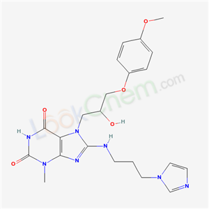 1H-Purine-2,6-dione, 3,7-dihydro-7-[2-hydroxy-3-(4-methoxyphenoxy)propyl]-8-[[3-(1H-imidazol-1-yl)propyl]amino]-3-methyl-