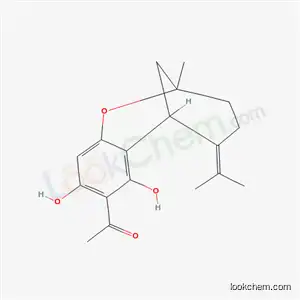 Molecular Structure of 43230-46-2 (1-[7,9-dihydroxy-2-methyl-5-(propan-2-ylidene)-3,4,5,6-tetrahydro-2H-2,6-methano-1-benzoxocin-8-yl]ethanone)