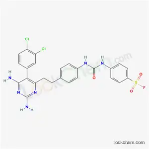 Molecular Structure of 21975-98-4 (4-{[(4-{2-[2,6-diamino-5-(3,4-dichlorophenyl)pyrimidin-4-yl]ethyl}phenyl)carbamoyl]amino}benzenesulfonyl fluoride)