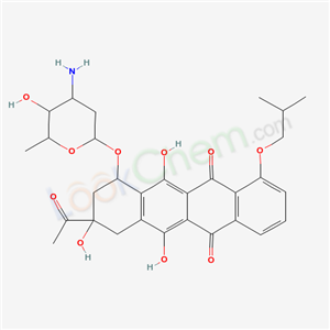 8-acetyl-10-(4-amino-5-hydroxy-6-methyl-oxan-2-yl)oxy-6,8,11-trihydroxy-1-(2-methylpropoxy)-9,10-dihydro-7H-tetracene-5,12-dione cas  67665-99-0