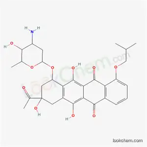 Molecular Structure of 67665-99-0 (3-acetyl-3,5,12-trihydroxy-10-(2-methylpropoxy)-6,11-dioxo-1,2,3,4,6,11-hexahydrotetracen-1-yl 3-amino-2,3,6-trideoxyhexopyranoside)