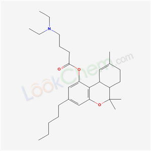 Butanoic acid, 4-(diethylamino)-, 6a,7,8,10a-tetrahydro-6,6, 9-trimethyl-3-pentyl-6H-dibenzo[b,d]pyran-1-yl ester, hydrochloride, (6aR-trans)- cas  60925-95-3