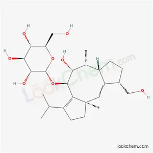 Molecular Structure of 50906-51-9 (1,2,4,5,6,6aβ,7,8,9,10a-Decahydro-5α-hydroxy-9α-hydroxymethyl-6α,10aα-dimethyl-3-isopropyldicyclopenta[a,d]cycloocten-4β-yl α-D-glucopyranoside)
