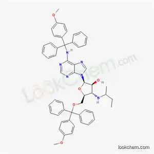 Molecular Structure of 134934-62-6 (9-{3-(butan-2-ylamino)-3-deoxy-5-O-[(4-methoxyphenyl)(diphenyl)methyl]-beta-D-arabinofuranosyl}-N-[(4-methoxyphenyl)(diphenyl)methyl]-9H-purin-6-amine)