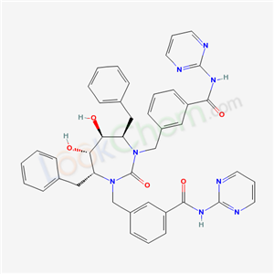 Molecular Structure of 183854-16-2 ((4a.alpha.,5.alpha.,6.beta.,7.beta.)-3,3-[Tetrahydro-5,6-dihydroxy-2-oxo-4,7-bis(phenylmethy)-1H-1,3-diazepine-1,3(2H)-diyl]bis(methylene)bis[N-2-pyrimidinylbenzamide])