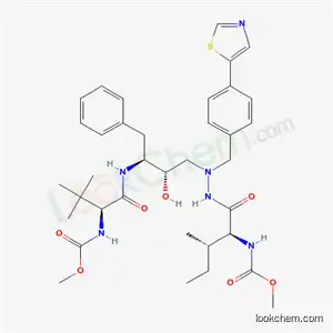 Molecular Structure of 198903-89-8 (methyl N-[(1S)-1-[[(1S,2S)-1-benzyl-2-hydroxy-3-[[[(2S,3S)-2-(methoxycarbonylamino)-3-methyl-pentanoyl]amino]-[(4-thiazol-5-ylphenyl)methyl]amino]propyl]carbamoyl]-2,2-dimethyl-propyl]carbamate)