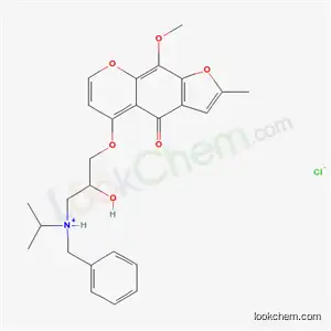 Molecular Structure of 55165-33-8 (N-benzyl-2-hydroxy-3-[(9-methoxy-2-methyl-4-oxo-4H-furo[3,2-g]chromen-5-yl)oxy]-N-(propan-2-yl)propan-1-aminium chloride)