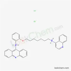 Molecular Structure of 66725-02-8 (N-(2-{[7-(quinolin-4-ylammonio)heptyl]oxy}phenyl)acridin-9-aminium dichloride)