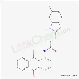 Molecular Structure of 6292-36-0 (N-(9,10-dioxo-9,10-dihydroanthracen-1-yl)-2-[(6-methyl-1H-benzimidazol-2-yl)sulfanyl]acetamide)