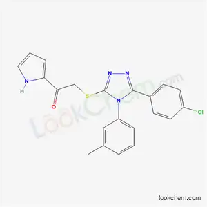 Molecular Structure of 5726-09-0 (2-{[5-(4-chlorophenyl)-4-(3-methylphenyl)-4H-1,2,4-triazol-3-yl]sulfanyl}-1-(1H-pyrrol-2-yl)ethanone)