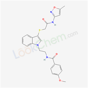 4-methoxy-N-[2-[3-[(5-methyloxazol-3-yl)carbamoylmethylsulfanyl]indol-1-yl]ethyl]benzamide