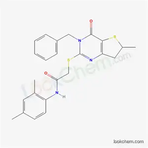 Molecular Structure of 6246-92-0 (2-[(3-benzyl-6-methyl-4-oxo-3,4,6,7-tetrahydrothieno[3,2-d]pyrimidin-2-yl)sulfanyl]-N-(2,4-dimethylphenyl)acetamide)