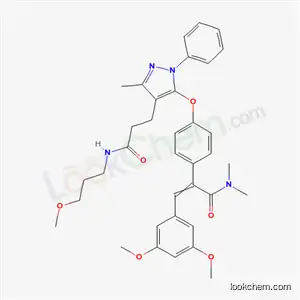 Molecular Structure of 5913-71-3 (3-[5-[4-[2-(3,5-dimethoxyphenyl)-1-(dimethylcarbamoyl)ethenyl]phenoxy] -3-methyl-1-phenyl-pyrazol-4-yl]-N-(3-methoxypropyl)propanamide)
