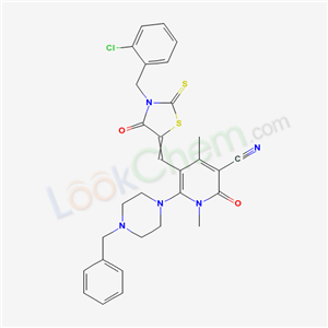 6-(4-benzylpiperazin-1-yl)-5-[[3-[(2-chlorophenyl)methyl]-4-oxo-2-sulfanylidene-thiazolidin-5-ylidene]methyl]-1,4-dimethyl-2-oxo-pyridine-3-carbonitrile