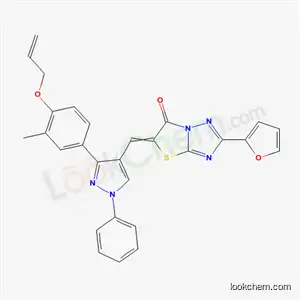 Molecular Structure of 7066-73-1 (2-furan-2-yl-5-({3-[3-methyl-4-(prop-2-en-1-yloxy)phenyl]-1-phenyl-1H-pyrazol-4-yl}methylidene)[1,3]thiazolo[3,2-b][1,2,4]triazol-6(5H)-one)