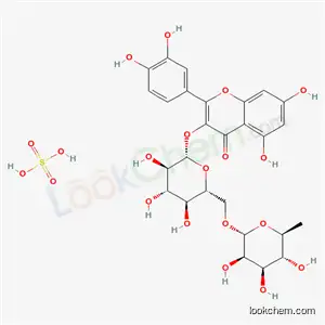 Molecular Structure of 12768-44-4 (3-[[6-O-(6-Deoxy-alpha-L-mannopyranosyl)-beta-D-glucopyranosyl]oxy]-2-(3,4-dihydroxyphenyl)-5,7-dihydroxy-4H-1-benzopyran-4-one sulfate)