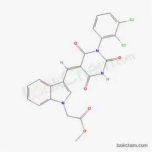 Molecular Structure of 6236-38-0 (methyl (3-{(E)-[1-(2,3-dichlorophenyl)-2,4,6-trioxotetrahydropyrimidin-5(2H)-ylidene]methyl}-1H-indol-1-yl)acetate)