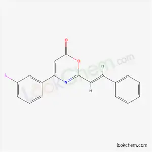 Molecular Structure of 6608-30-6 (4-(3-iodophenyl)-2-[(E)-2-phenylethenyl]-6H-1,3-oxazin-6-one)