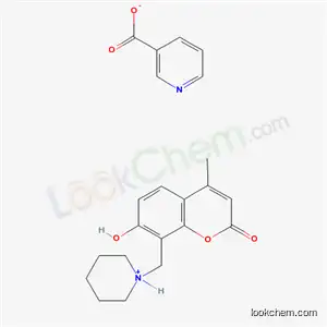 Molecular Structure of 10550-20-6 (1-[(7-hydroxy-4-methyl-2-oxo-2H-chromen-8-yl)methyl]piperidinium pyridine-3-carboxylate)